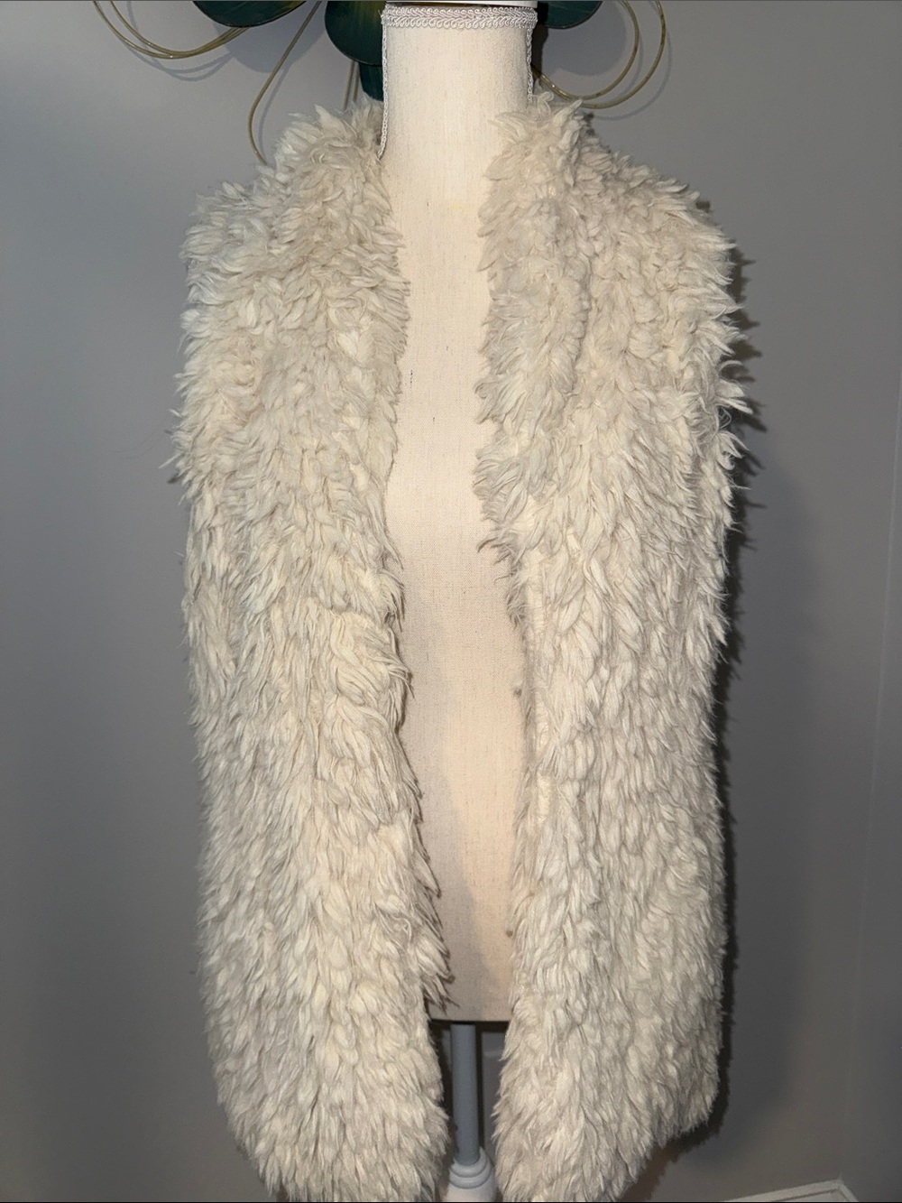 Maurices Cream Faux Fur Open Vest